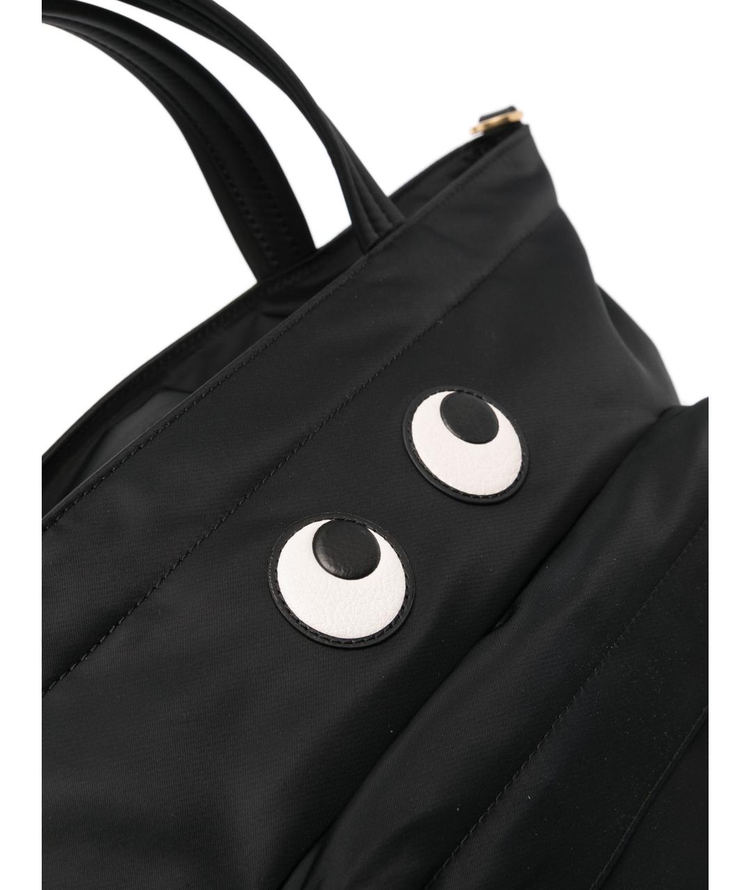 ANYA HINDMARCH Черная тканевая сумка тоут, фото 3