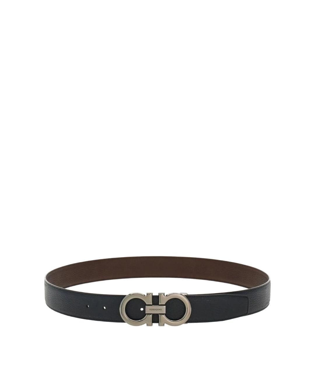 FERRAGAMO Черный кожаный ремень, фото 1