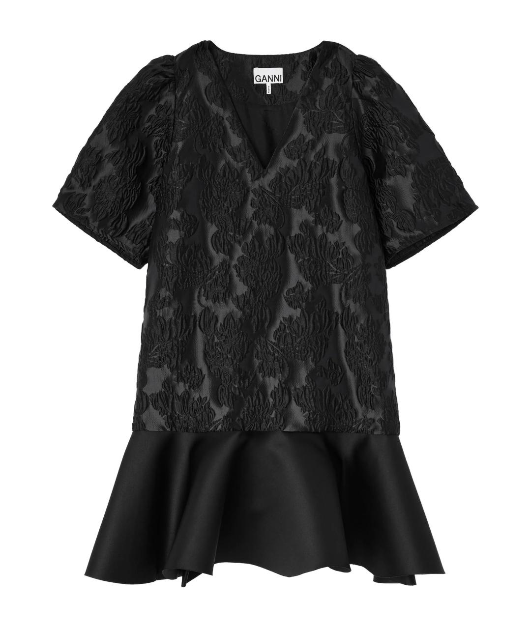 GANNI Черное полиэстеровое повседневное платье, фото 1