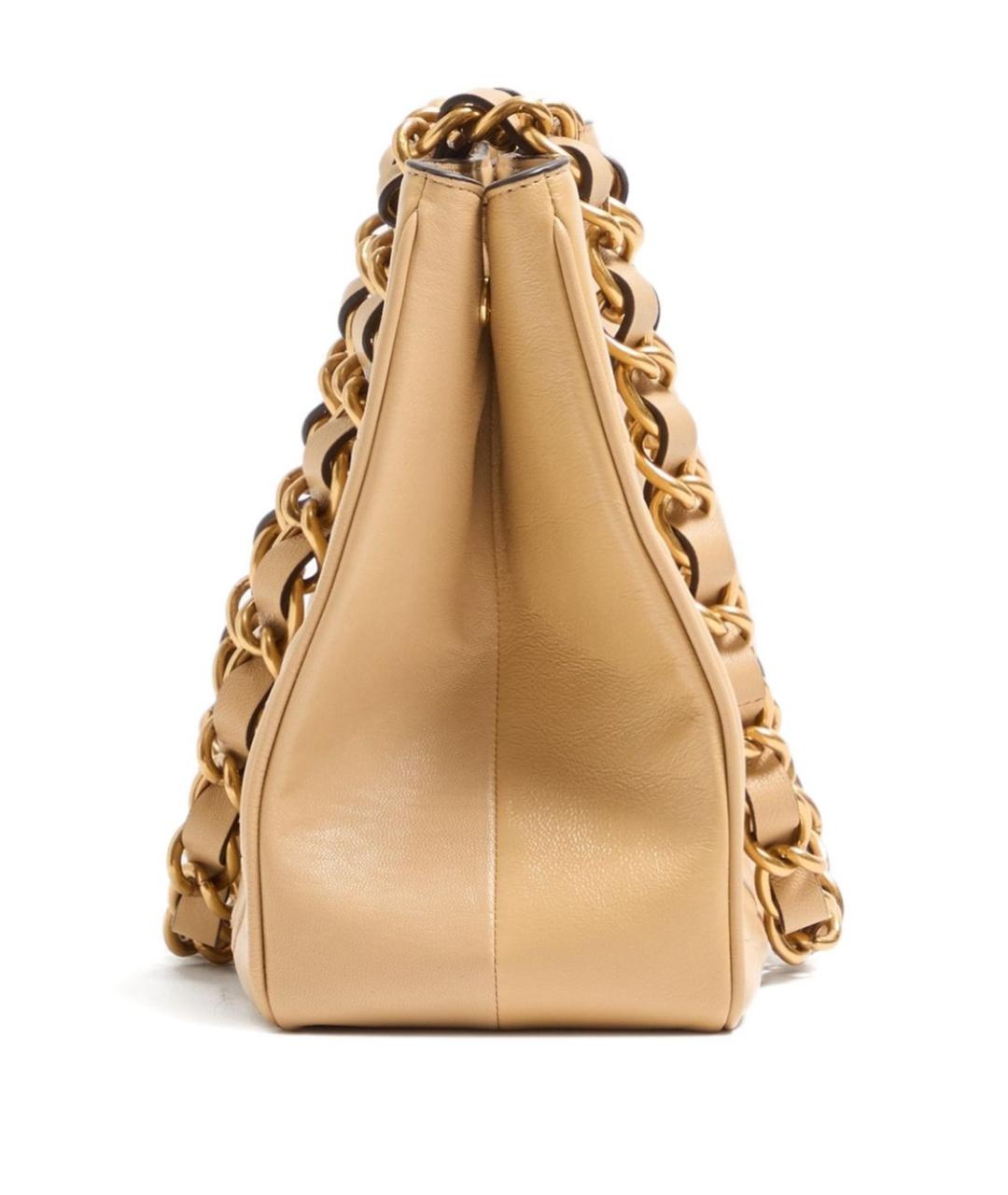 VALENTINO Бежевая кожаная сумка тоут, фото 3