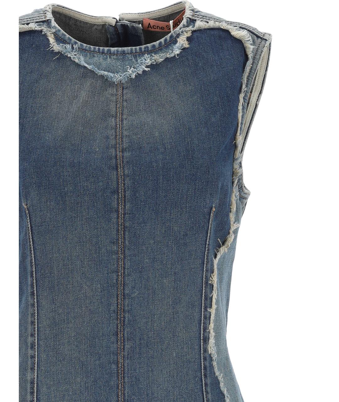 ACNE STUDIOS Синее хлопковое повседневное платье, фото 2