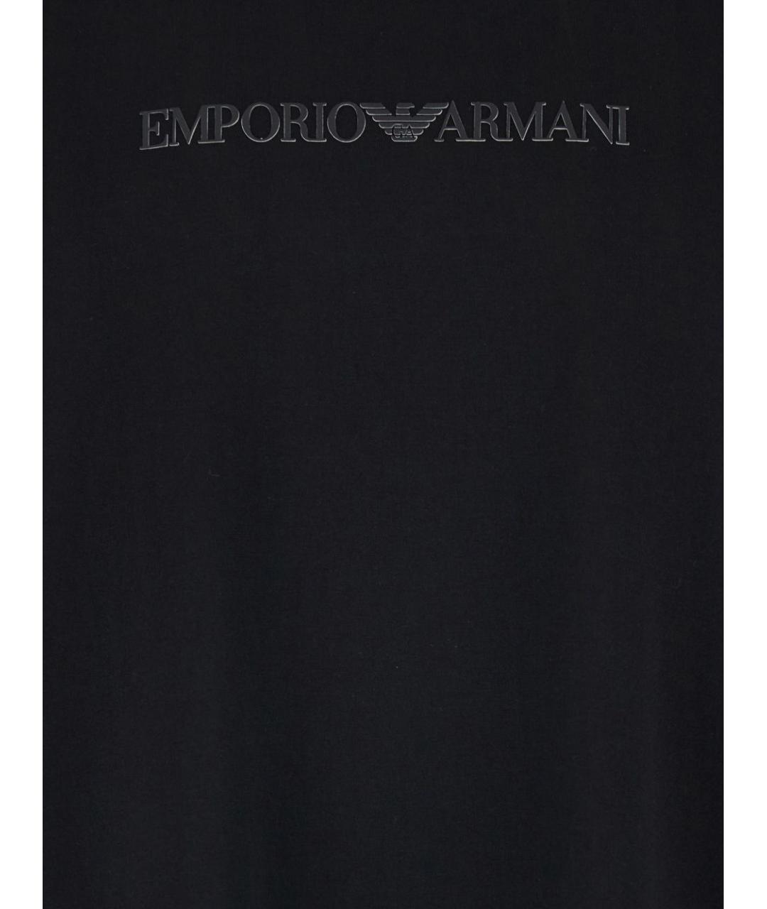 EMPORIO ARMANI Черная хлопковая футболка, фото 2