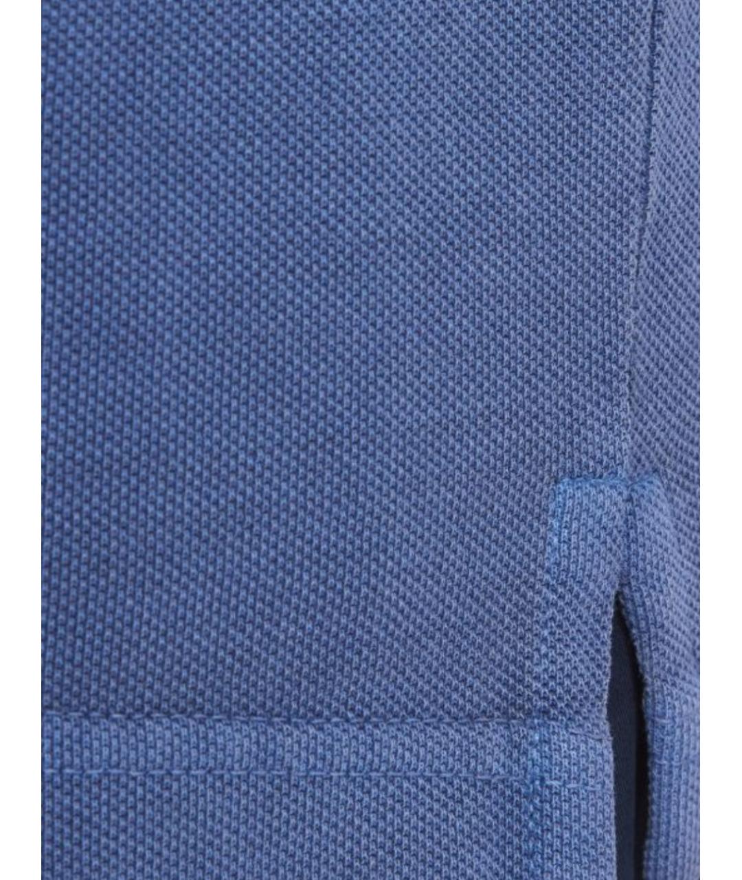 FAY Синее вискозное поло с коротким рукавом, фото 2