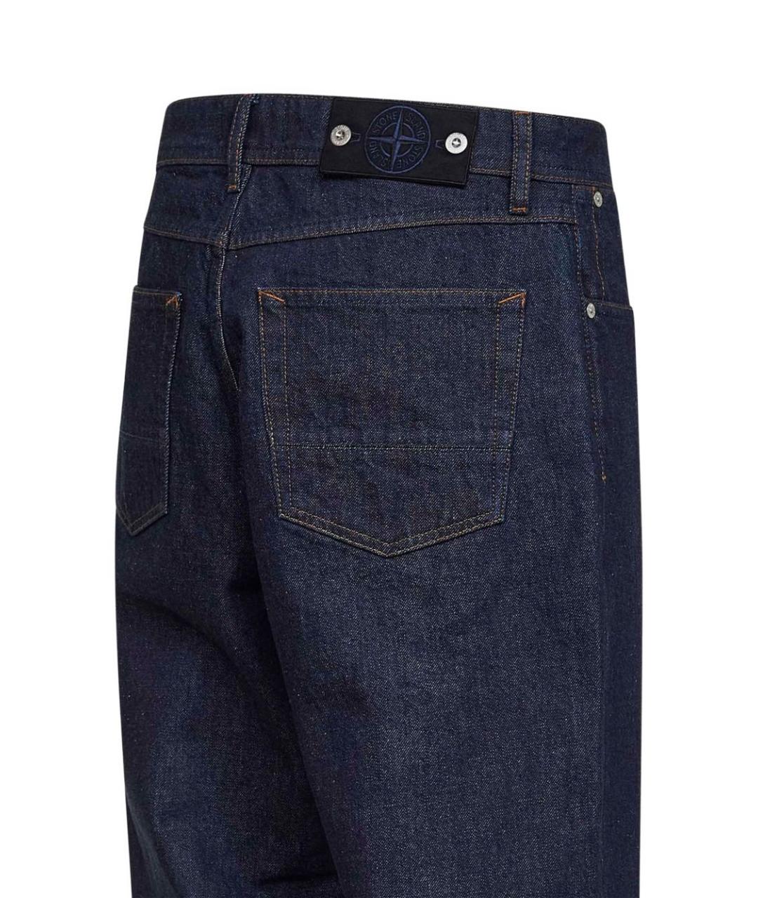 STONE ISLAND Синие хлопковые прямые джинсы, фото 3