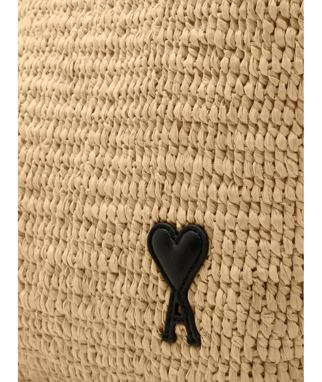 Ami Paris Бежевая пелетеная сумка тоут, фото 3