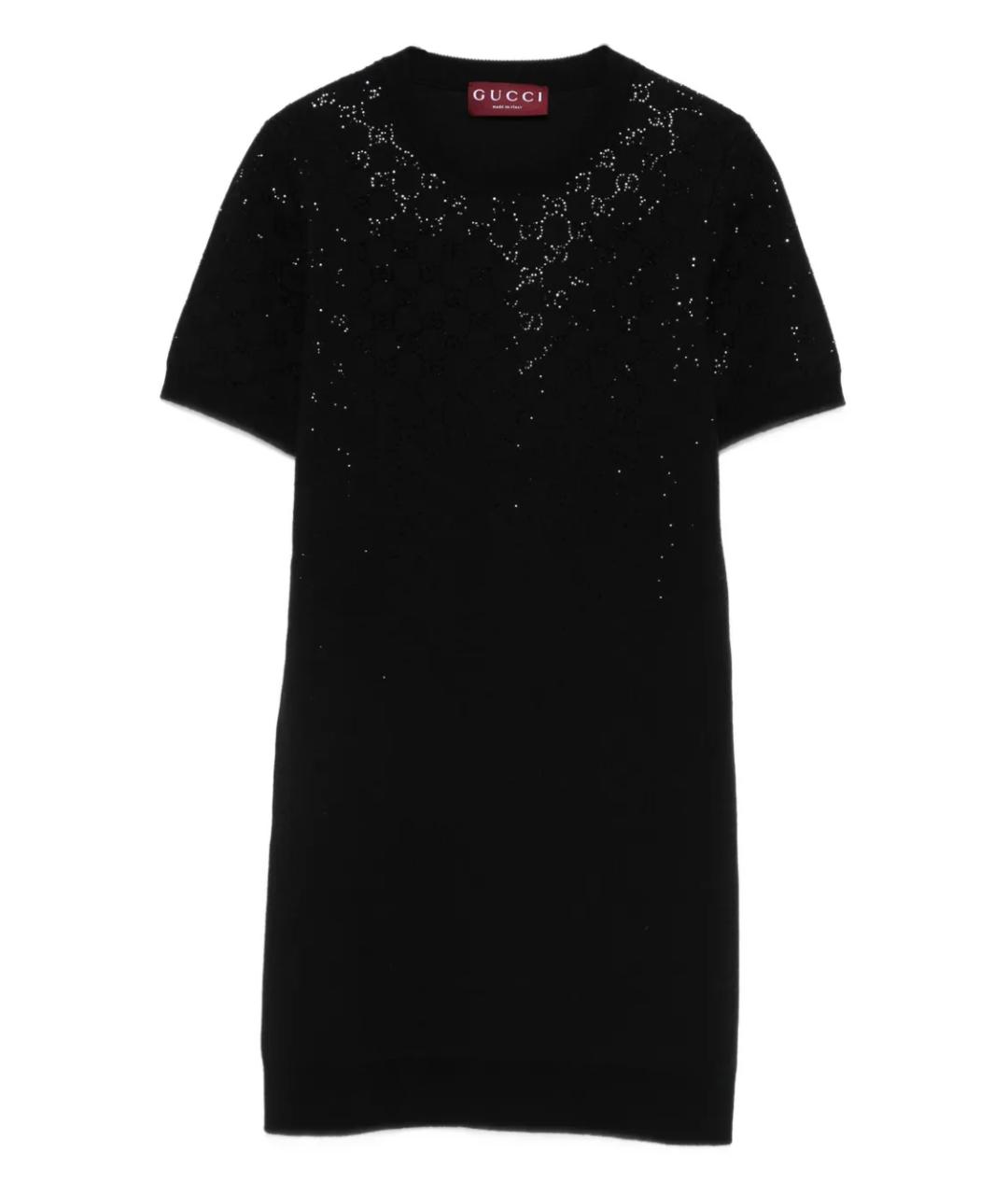 GUCCI Черное шерстяное коктейльное платье, фото 1