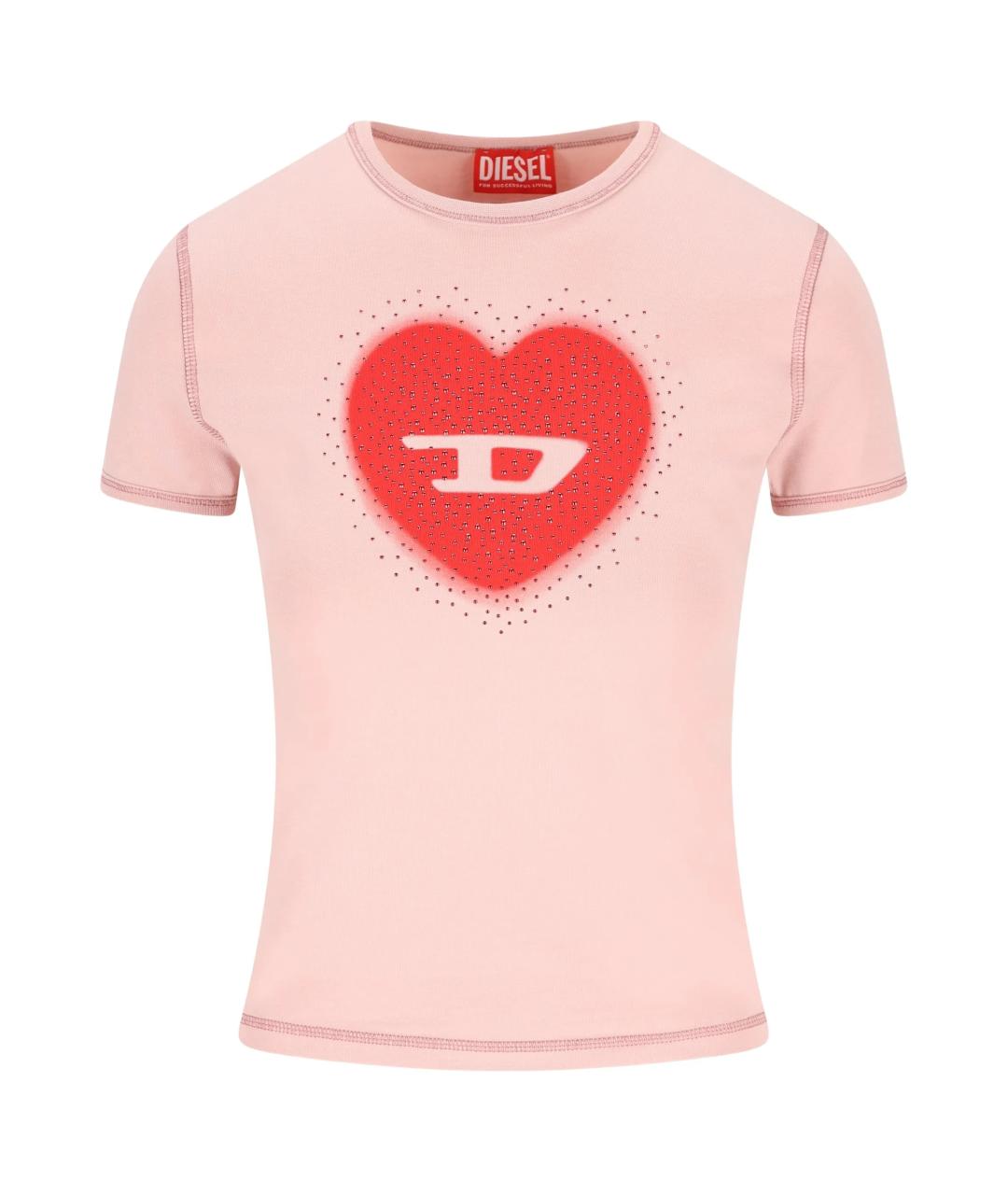 DIESEL Розовая хлопковая футболка, фото 1