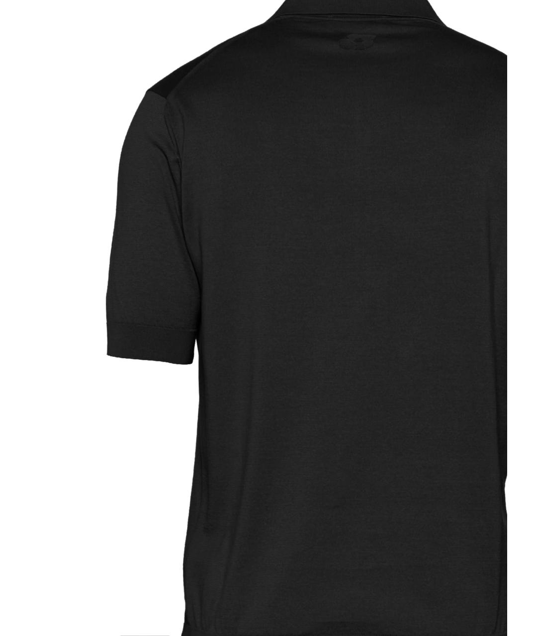 LARDINI Черное хлопковое поло с коротким рукавом, фото 3