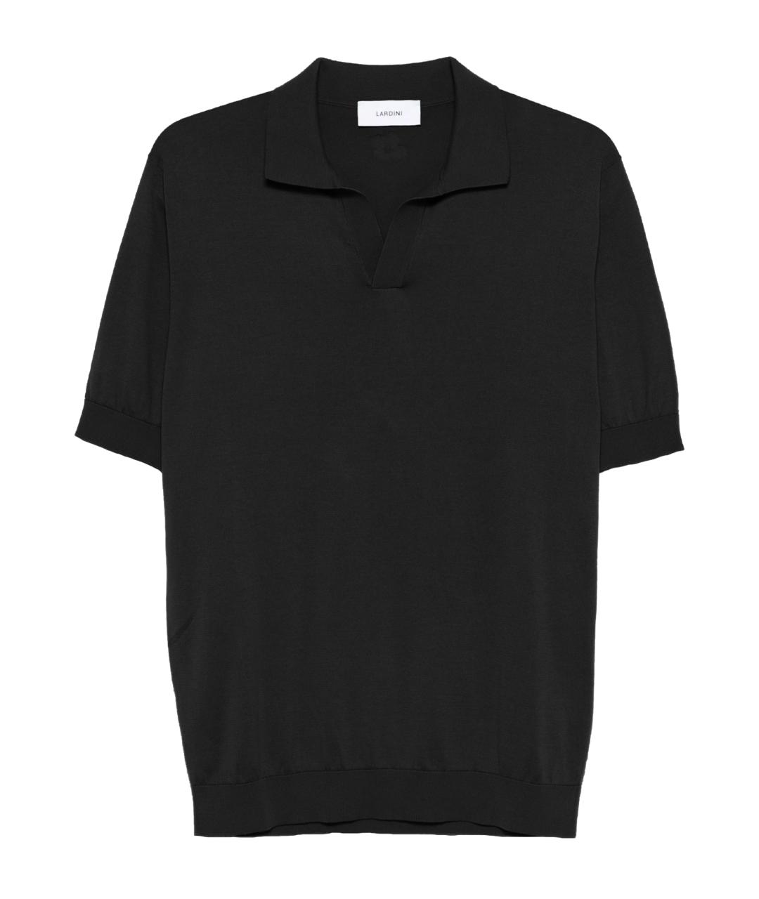 LARDINI Черное хлопковое поло с коротким рукавом, фото 1