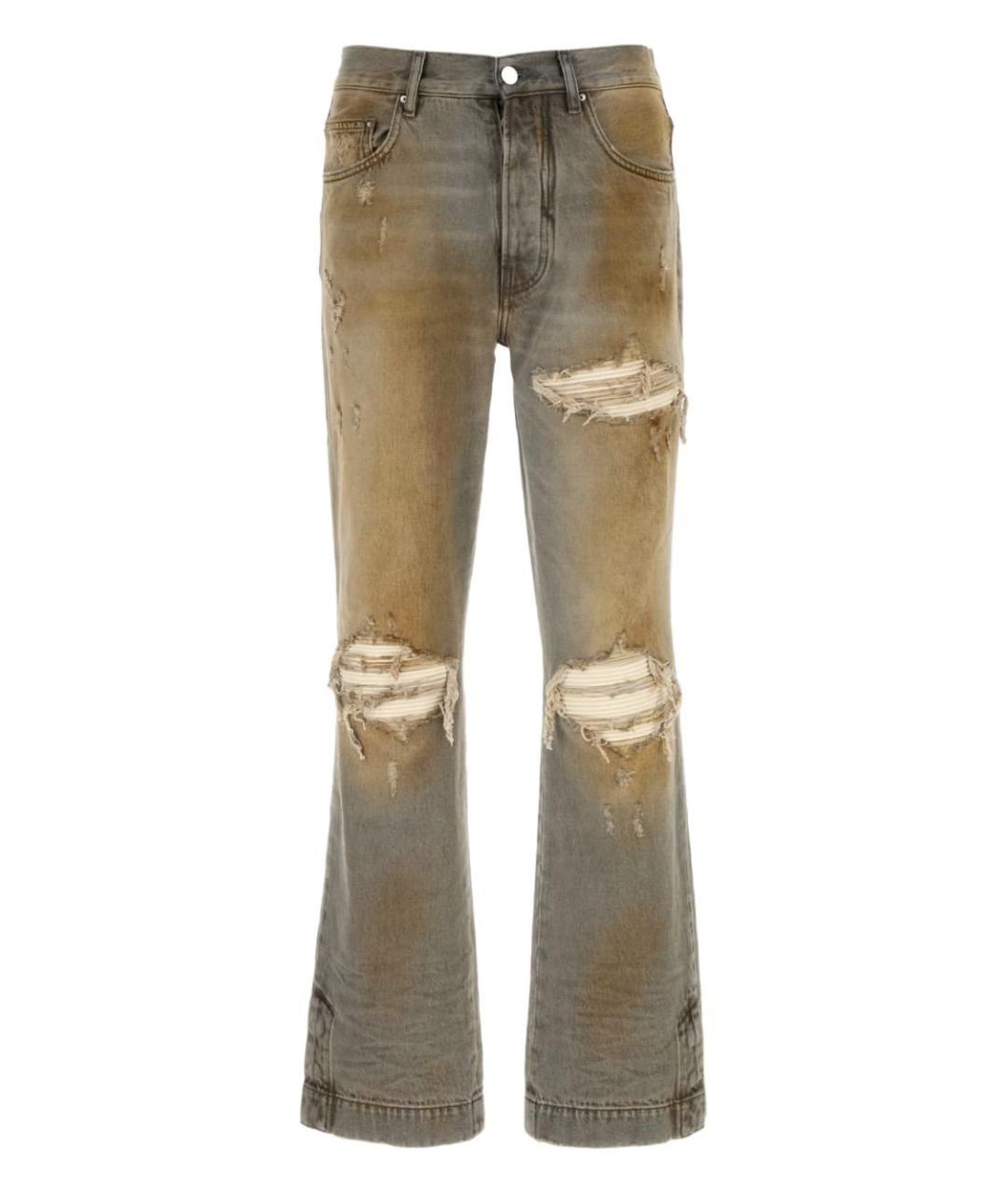 AMIRI Коричневые хлопковые джинсы скинни, фото 1