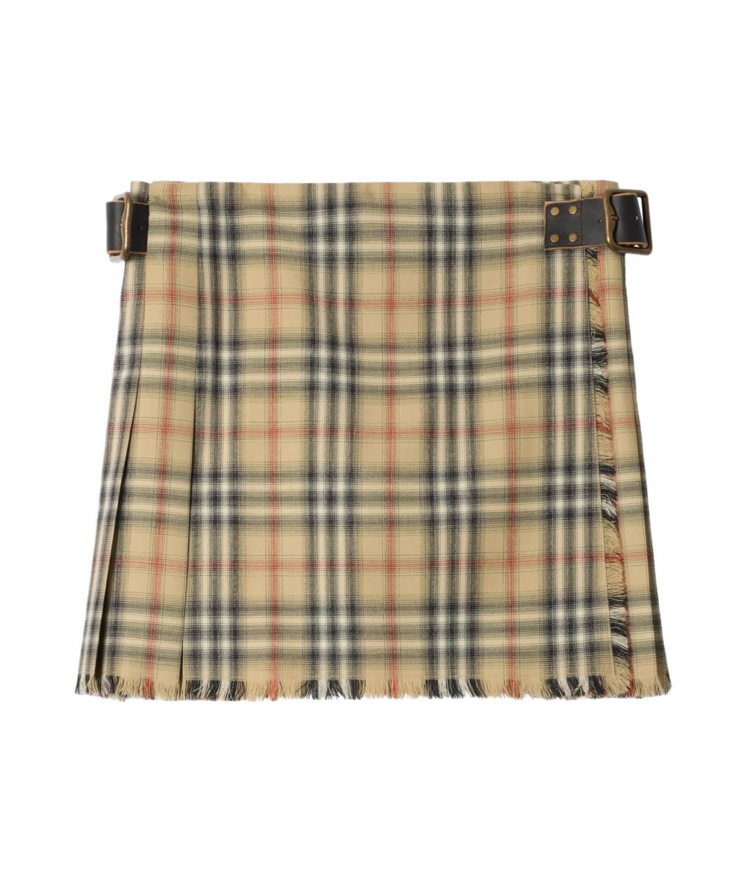 BURBERRY Мульти шерстяная юбка мини, фото 1