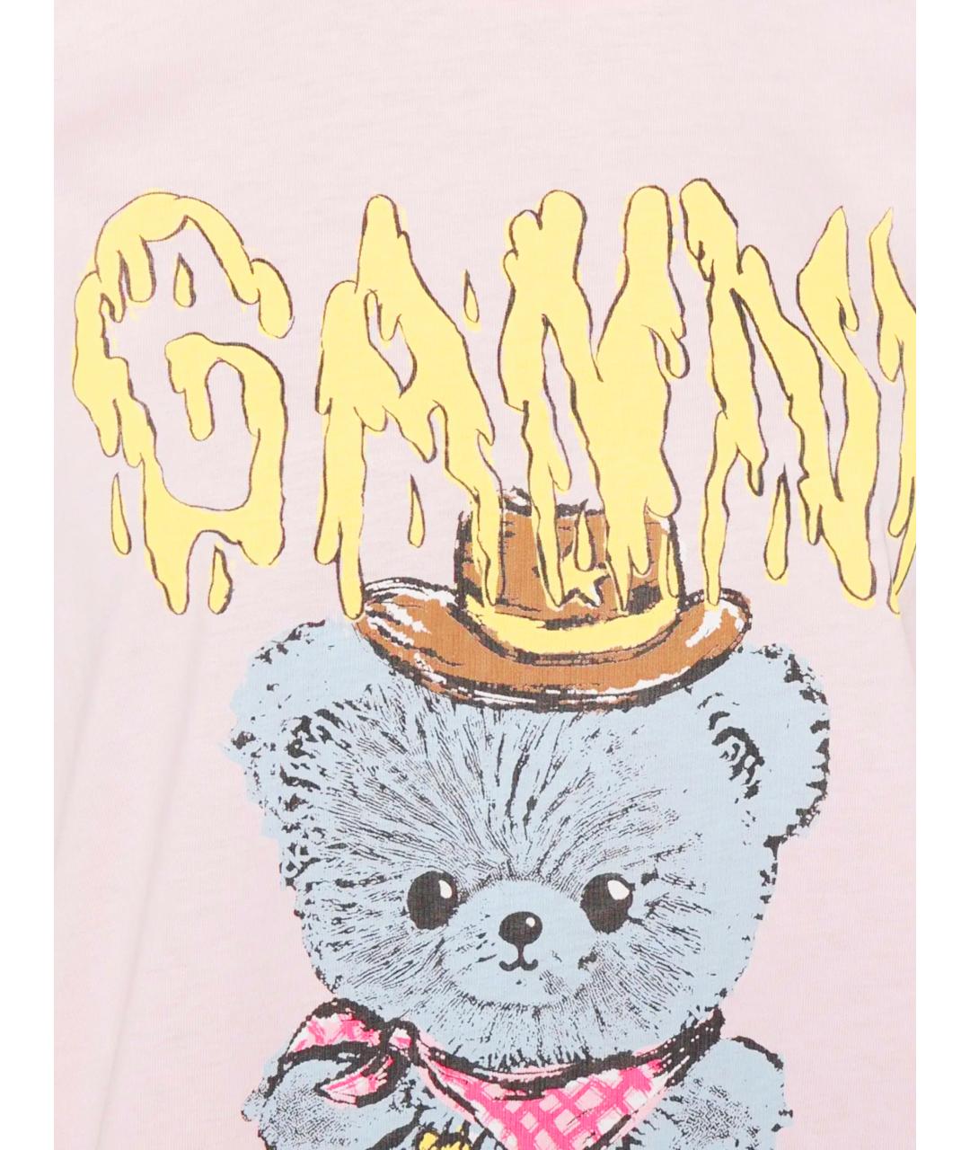 GANNI Розовая хлопковая футболка, фото 2