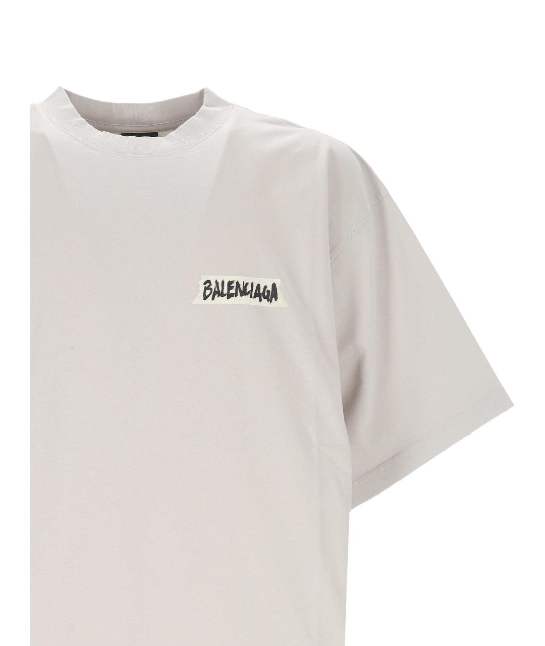 BALENCIAGA Белая хлопковая футболка, фото 2