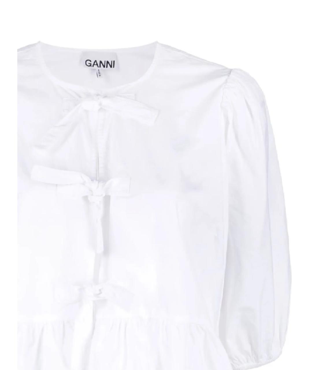 GANNI Белая хлопковая блузы, фото 2