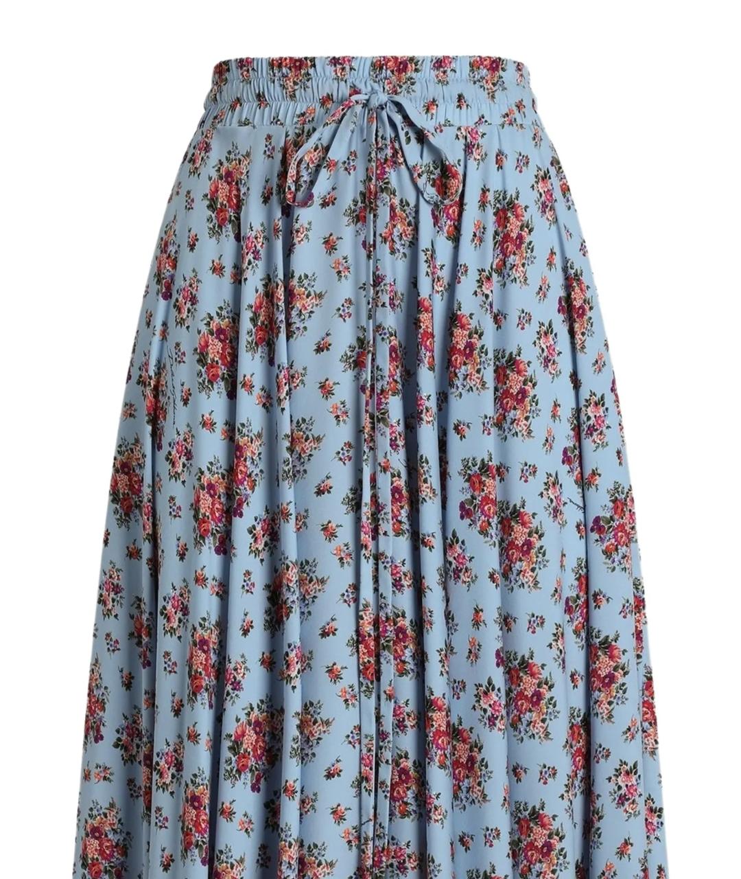 DOLCE&GABBANA Голубая шелковая юбка макси, фото 2