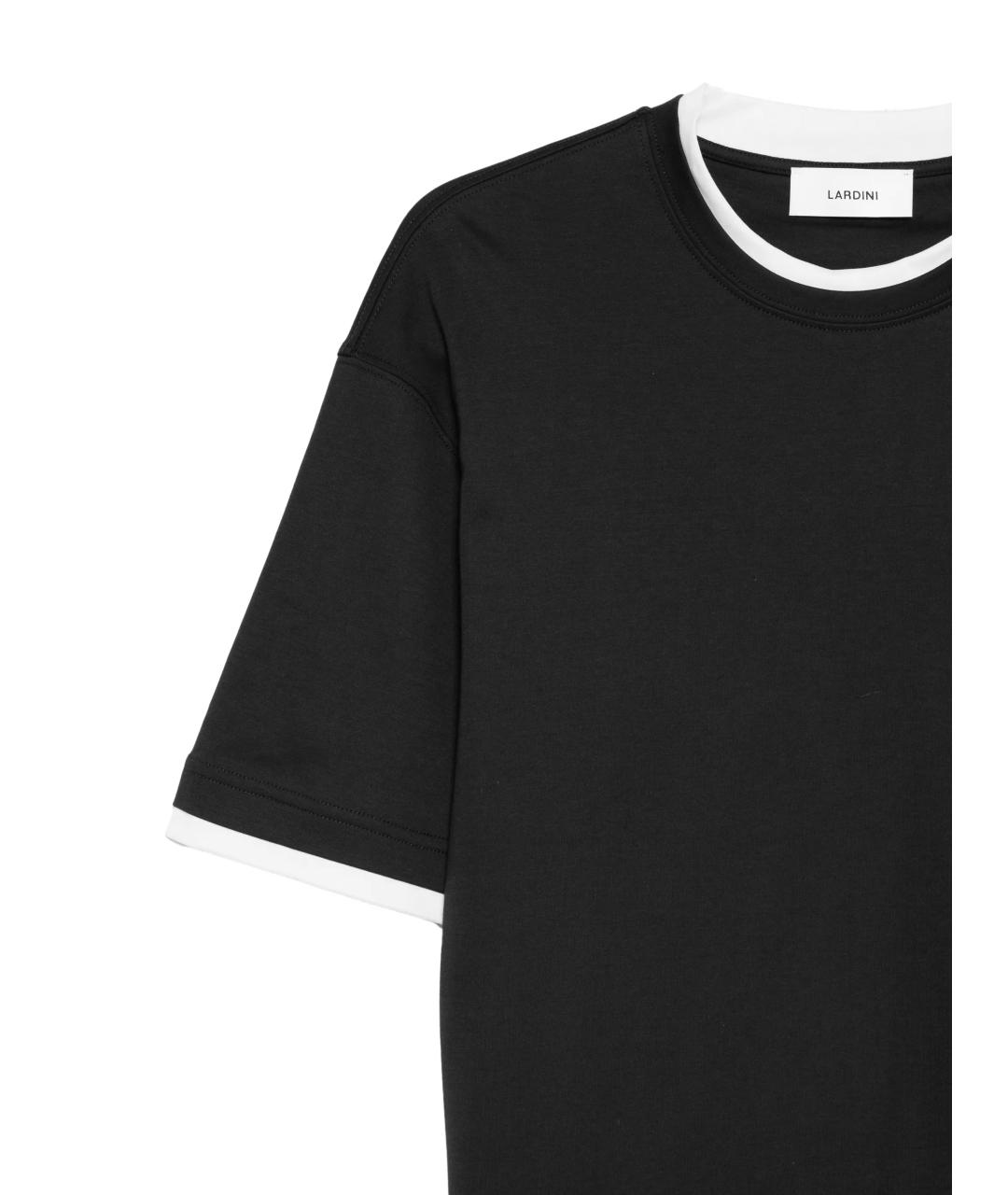 LARDINI Черная хлопковая футболка, фото 2