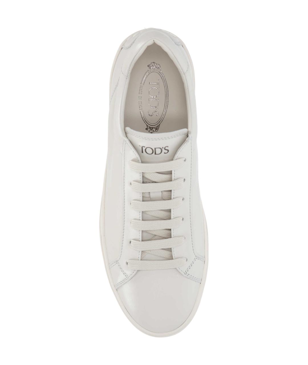 TOD'S Белые кожаные низкие кроссовки / кеды, фото 4