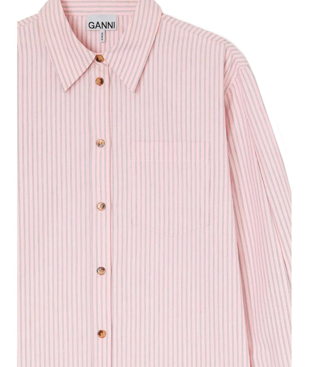 GANNI Розовая хлопковая рубашка, фото 2