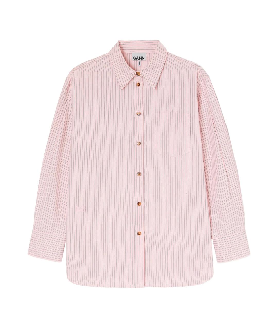 GANNI Розовая хлопковая рубашка, фото 1