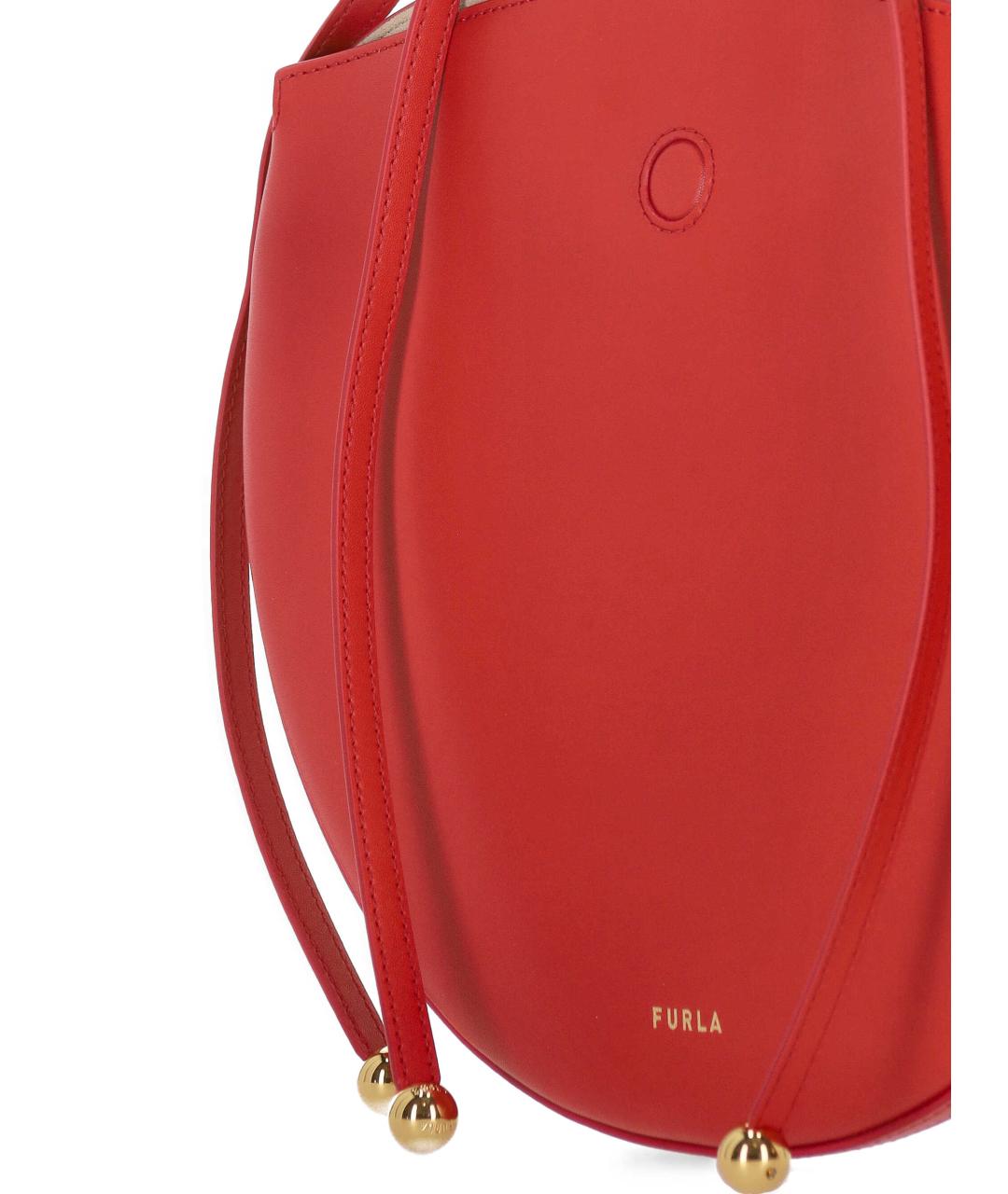 FURLA Красная кожаная сумка с короткими ручками, фото 4