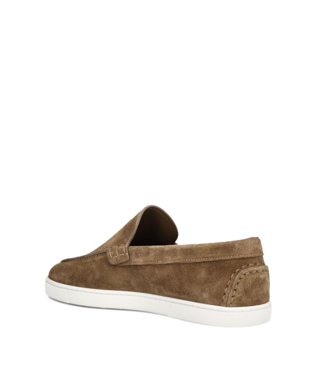 CHRISTIAN LOUBOUTIN Коричневые замшевые лоферы, фото 3