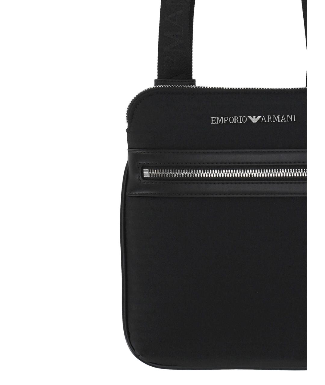 EMPORIO ARMANI Черная тканевая сумка на плечо, фото 2