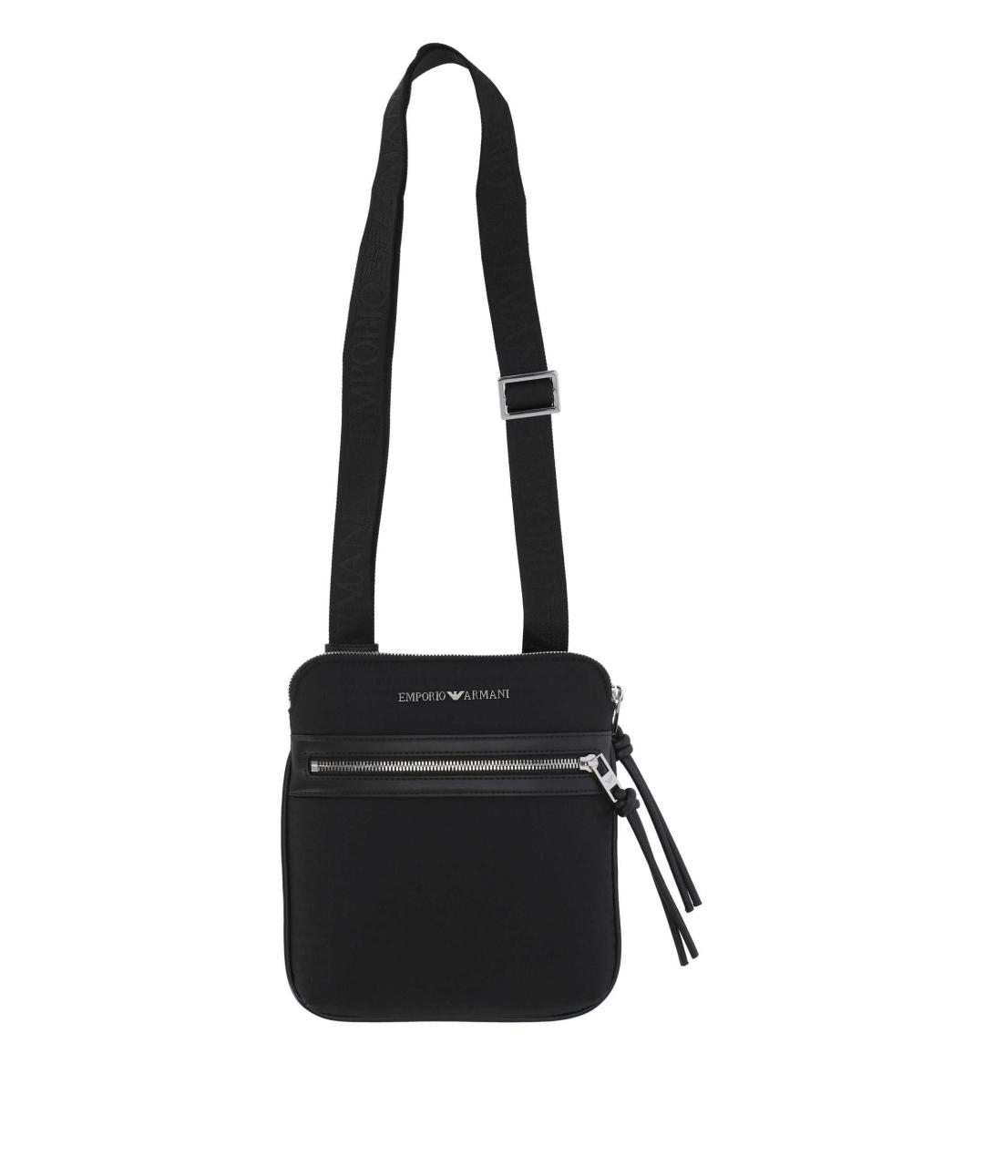 EMPORIO ARMANI Черная тканевая сумка на плечо, фото 1