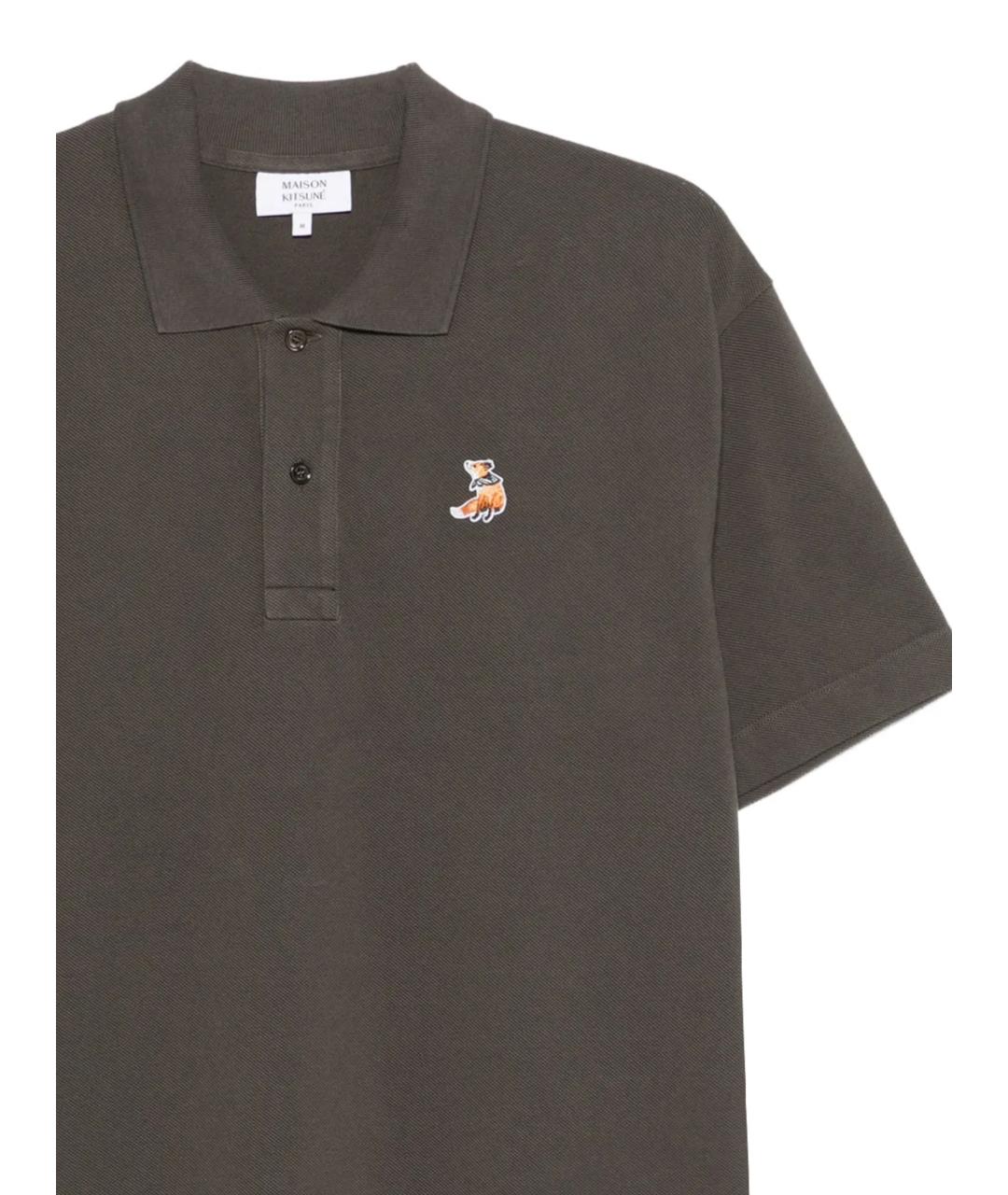 MAISON KITSUNE Серое хлопковое поло с коротким рукавом, фото 2