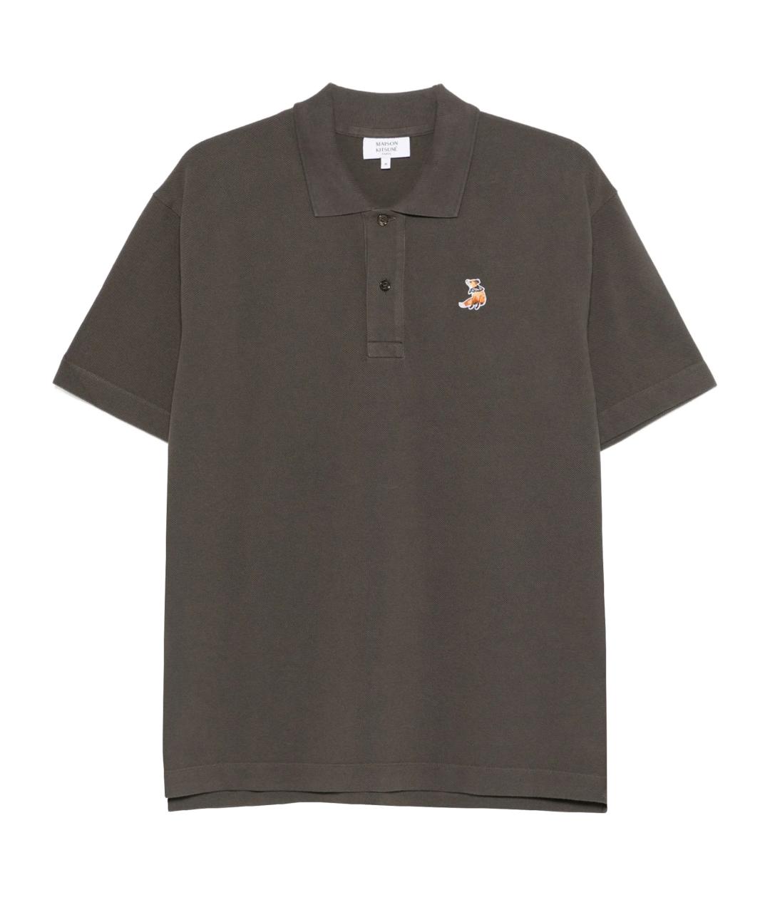 MAISON KITSUNE Серое хлопковое поло с коротким рукавом, фото 1