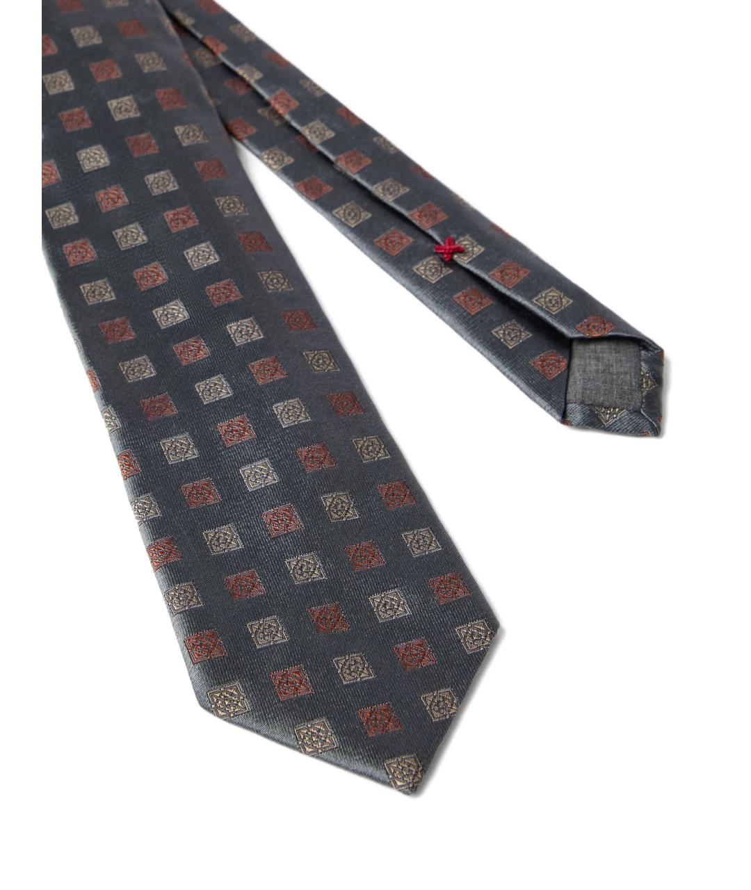 BRUNELLO CUCINELLI Серый шелковый галстук, фото 2