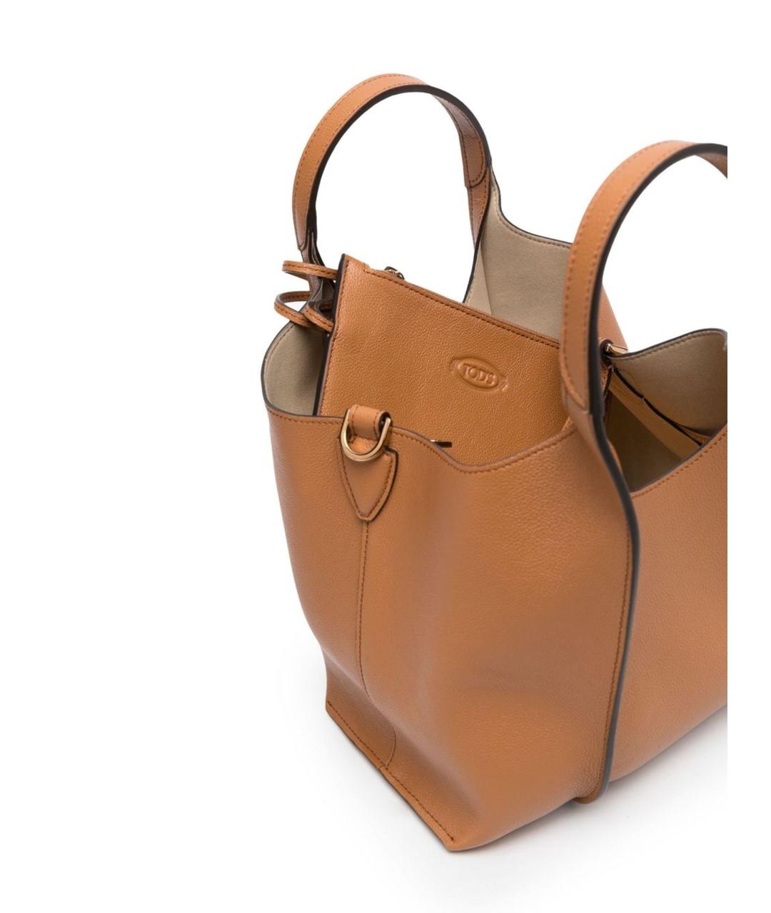 TOD'S Коралловая кожаная сумка тоут, фото 3