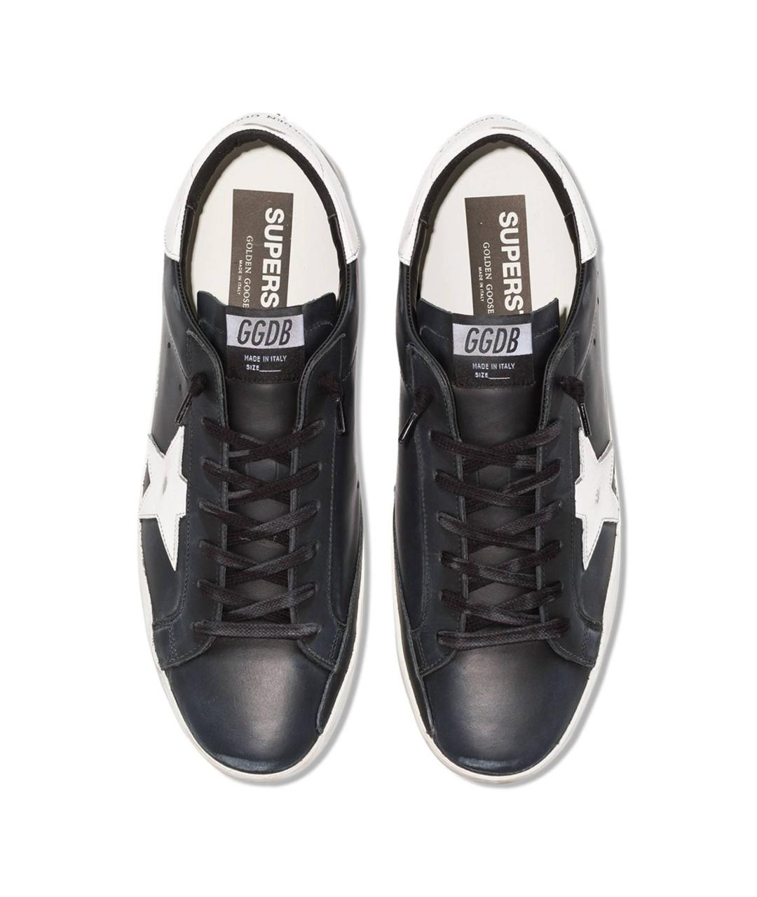 GOLDEN GOOSE DELUXE BRAND Черные кожаные низкие кроссовки / кеды, фото 3