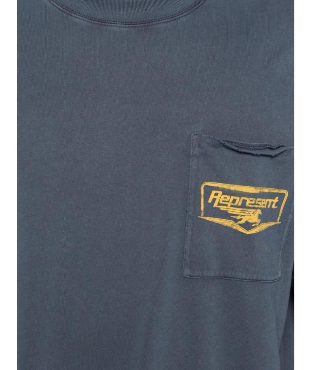 REPRESENT Синяя хлопковая футболка, фото 2
