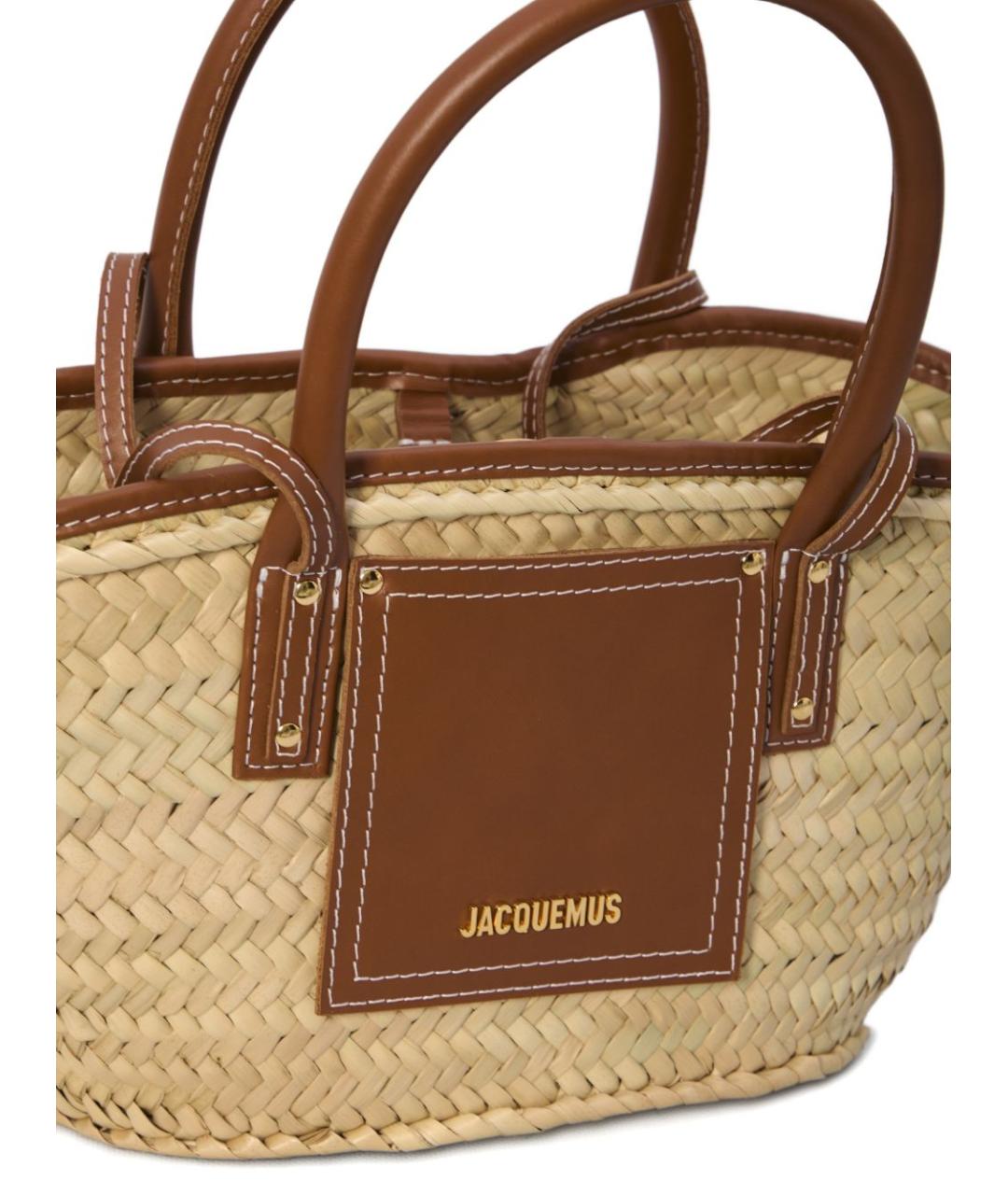 JACQUEMUS Коричневая кожаная сумка с короткими ручками, фото 2