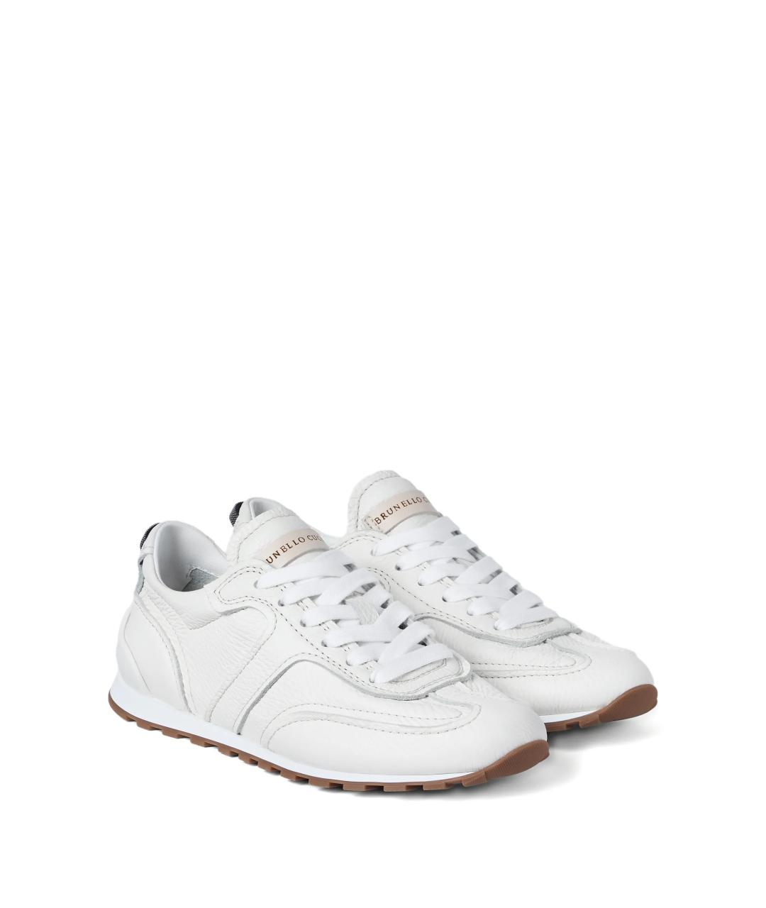 BRUNELLO CUCINELLI Белые кожаные кроссовки, фото 2