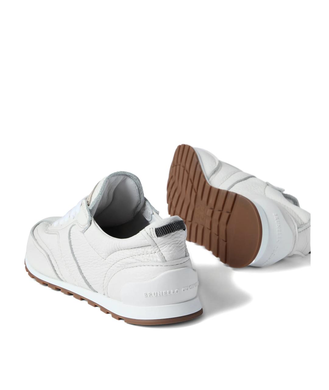 BRUNELLO CUCINELLI Белые кожаные кроссовки, фото 4