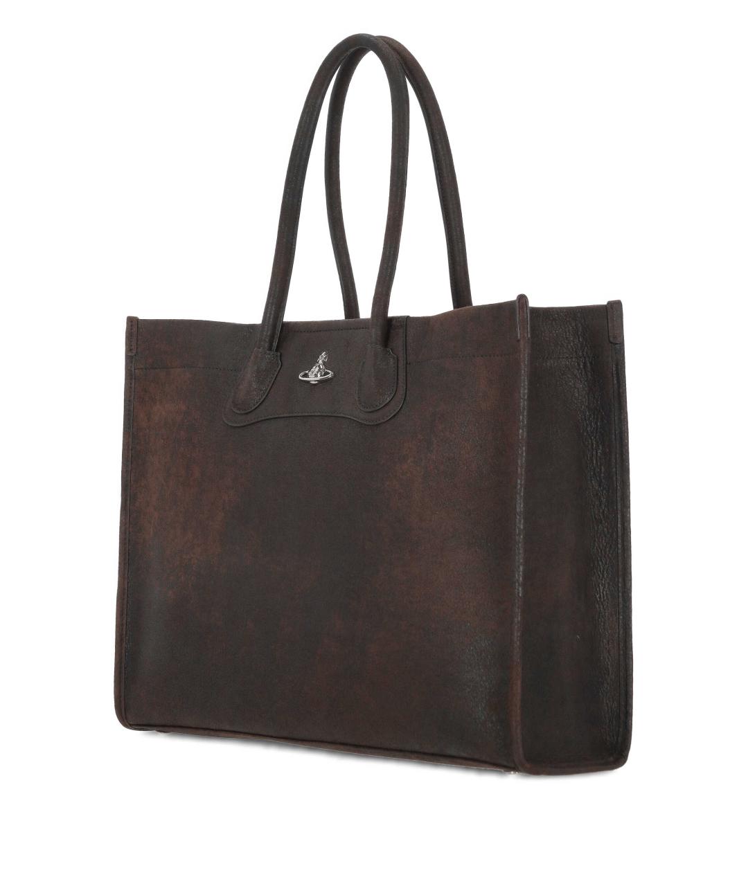 VIVIENNE WESTWOOD Коричневая кожаная сумка тоут, фото 2