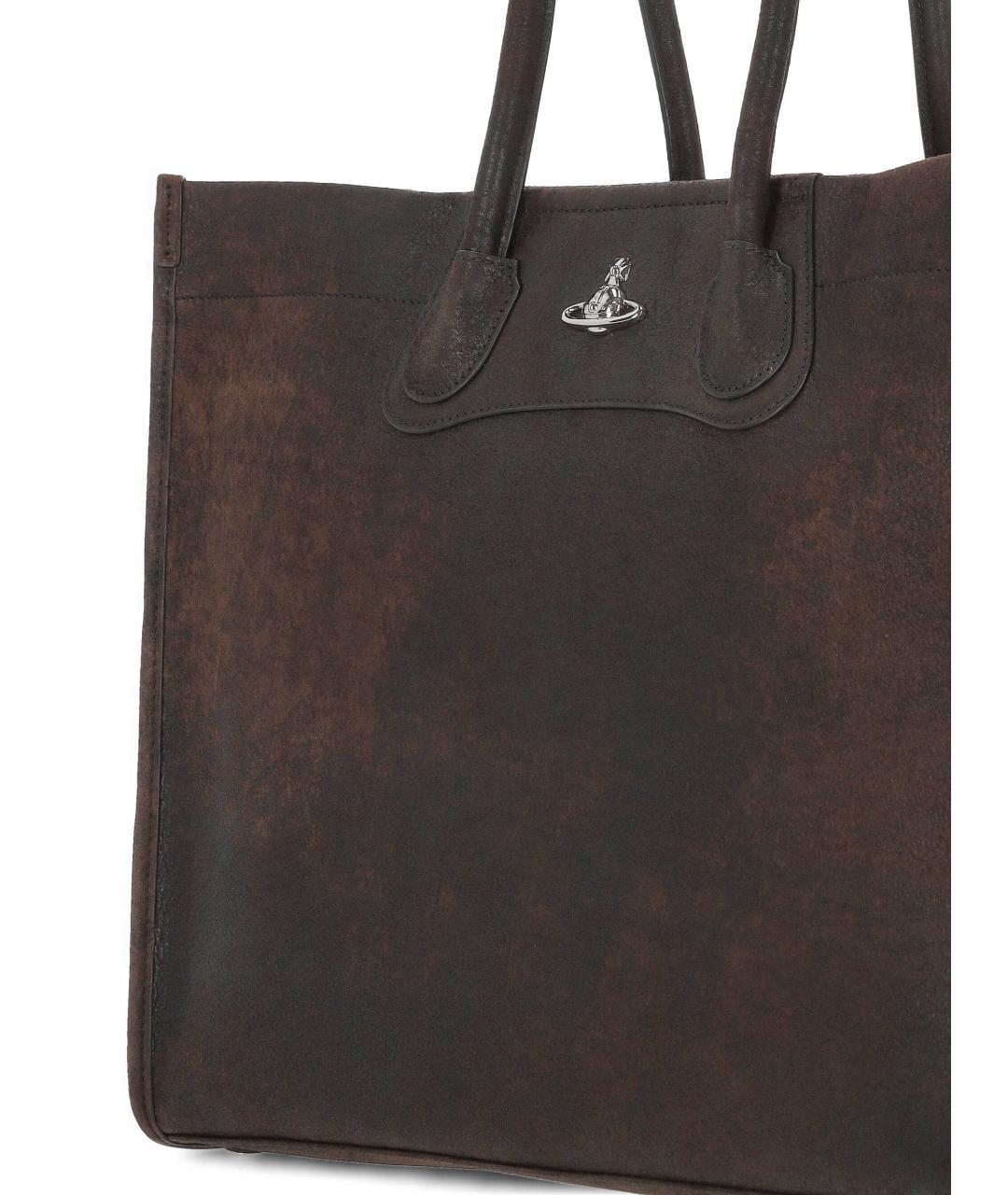 VIVIENNE WESTWOOD Коричневая кожаная сумка тоут, фото 4