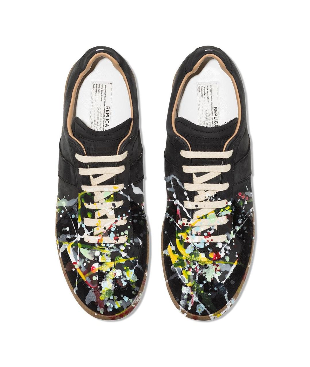 MAISON MARGIELA Черные кожаные низкие кроссовки / кеды, фото 3