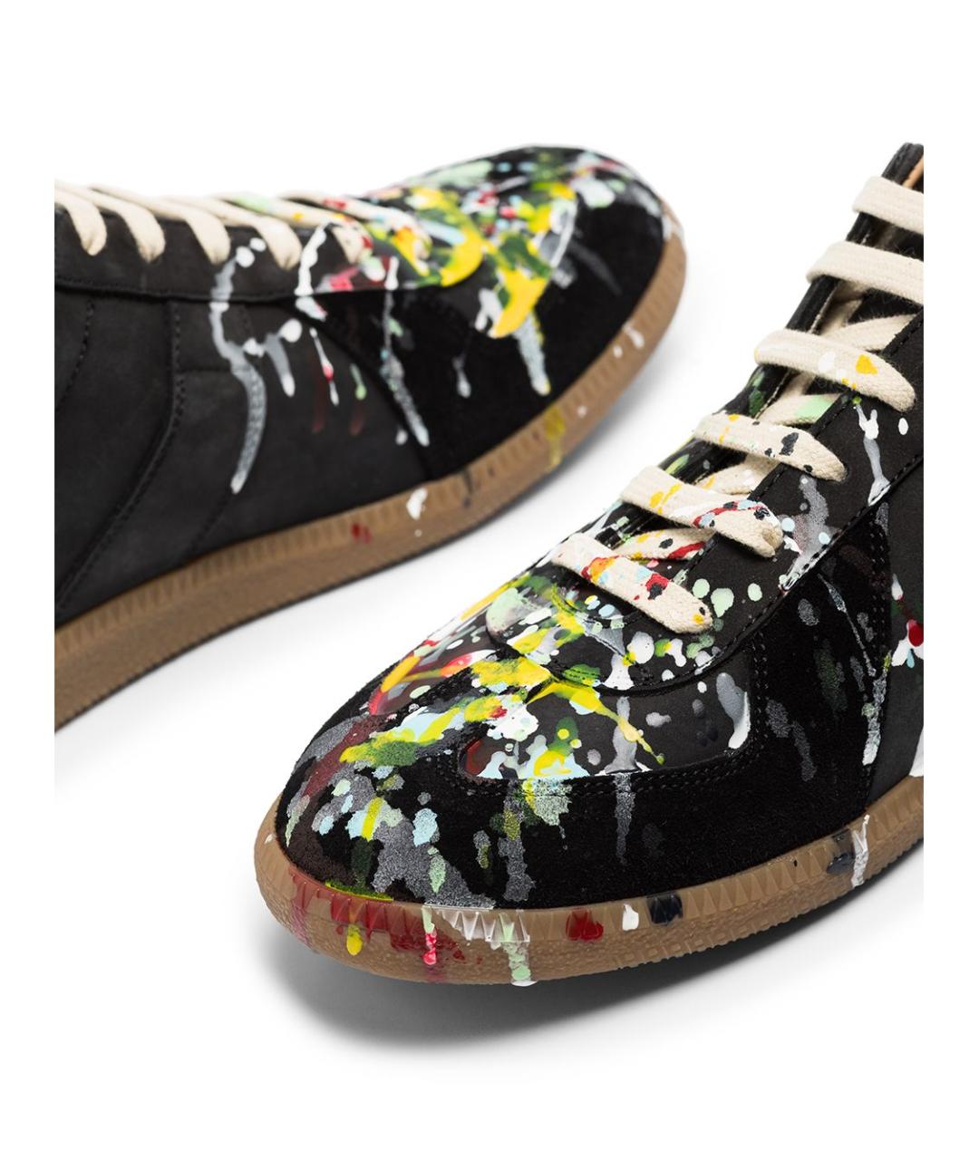 MAISON MARGIELA Черные кожаные низкие кроссовки / кеды, фото 2