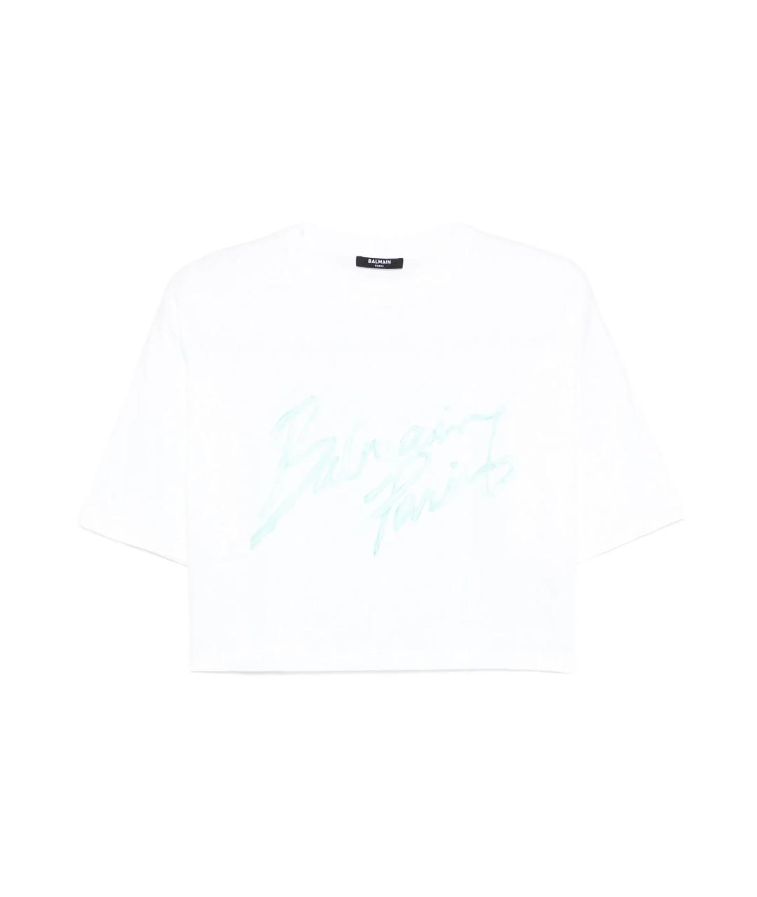 BALMAIN Белая хлопковая футболка, фото 1