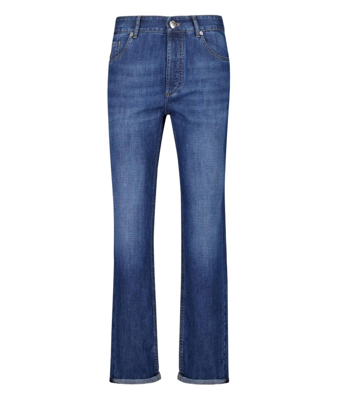 BRUNELLO CUCINELLI Синие хлопковые джинсы скинни, фото 1