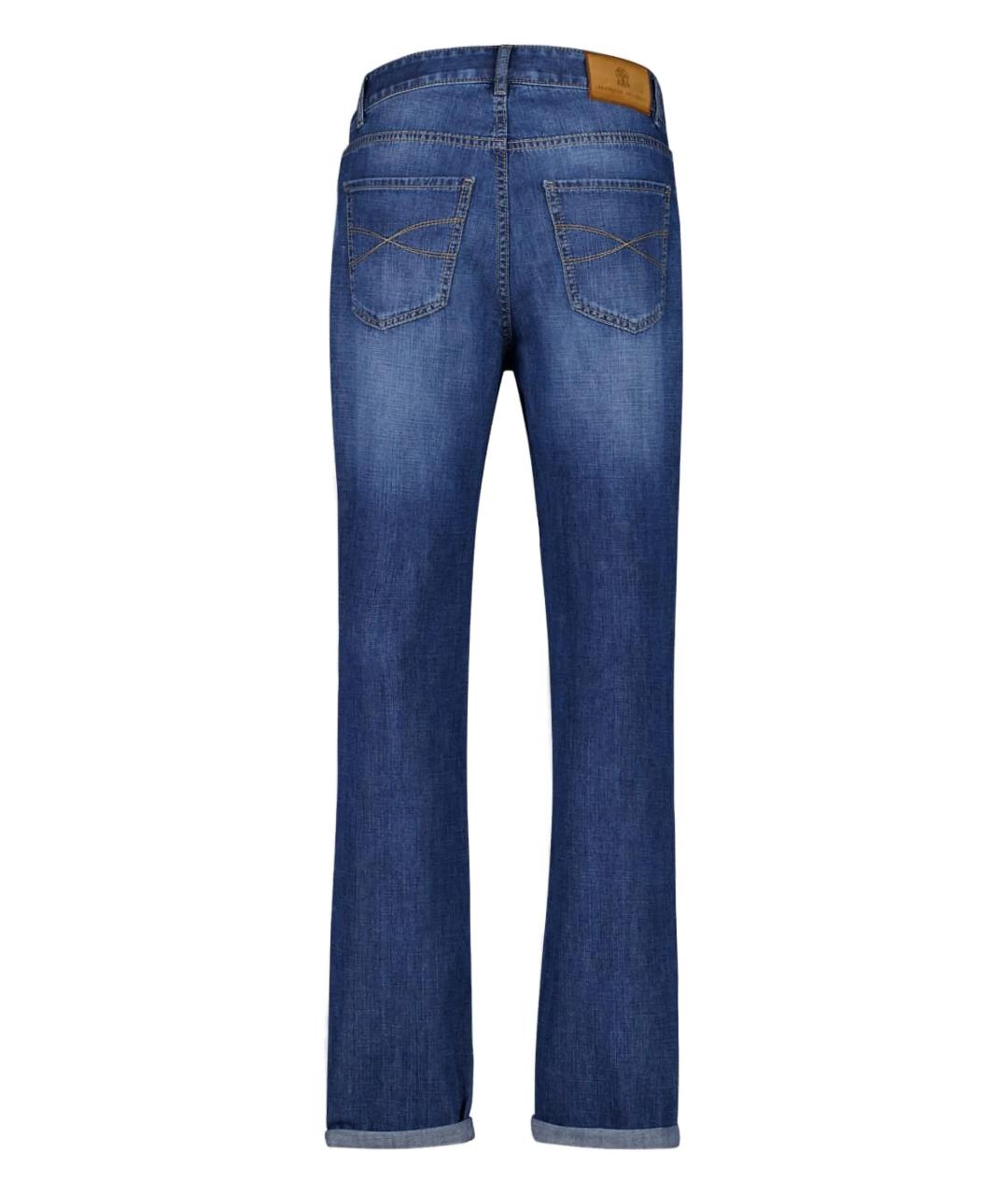 BRUNELLO CUCINELLI Синие хлопковые джинсы скинни, фото 3