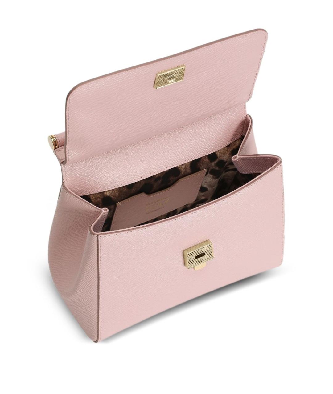 DOLCE&GABBANA Розовая кожаная сумка с короткими ручками, фото 4