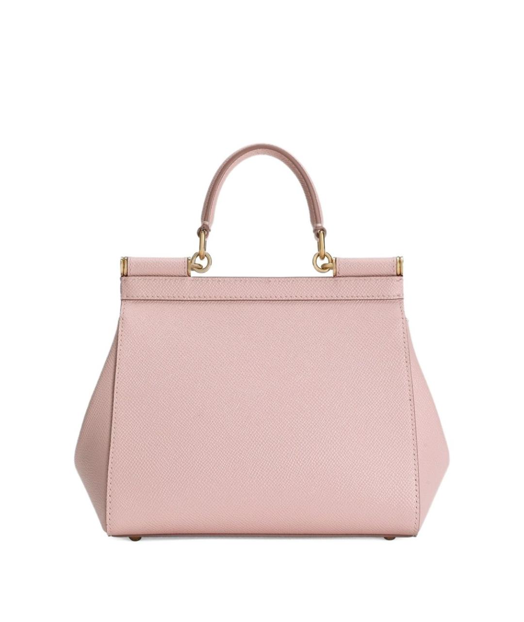 DOLCE&GABBANA Розовая кожаная сумка с короткими ручками, фото 3