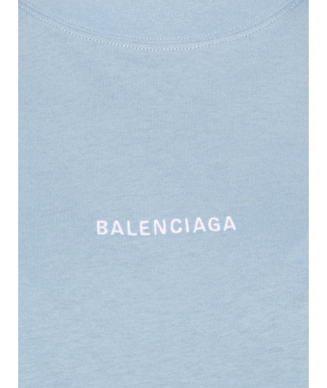 BALENCIAGA Голубая хлопковая футболка, фото 2