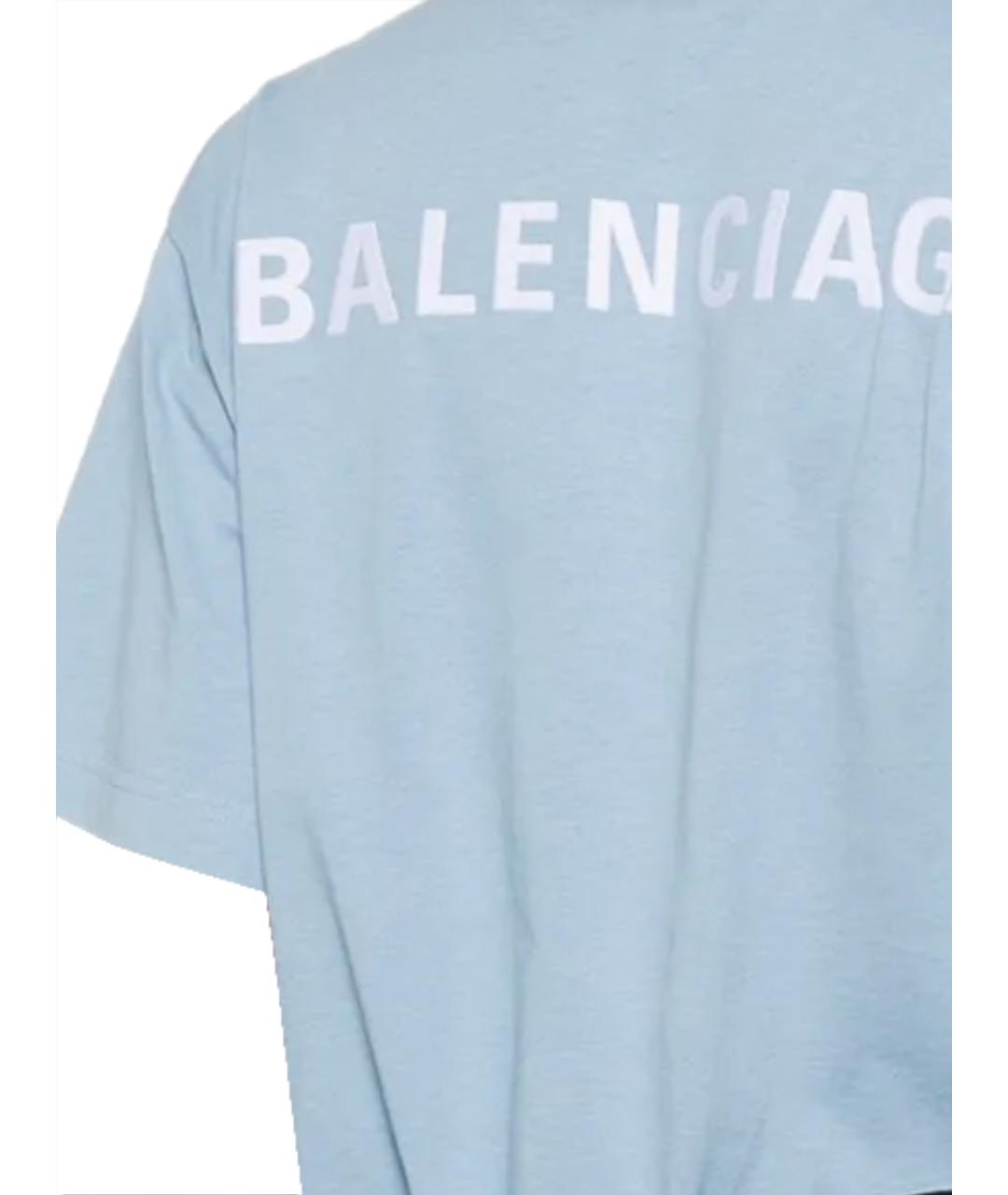 BALENCIAGA Голубая хлопковая футболка, фото 3