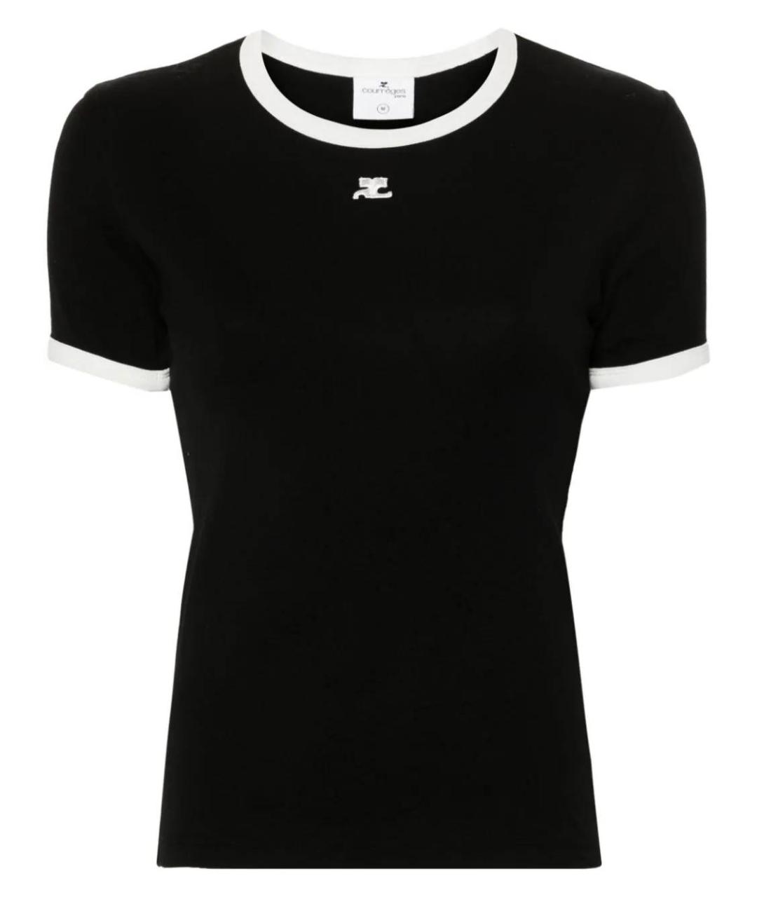 COURREGES Черная хлопковая футболка, фото 1