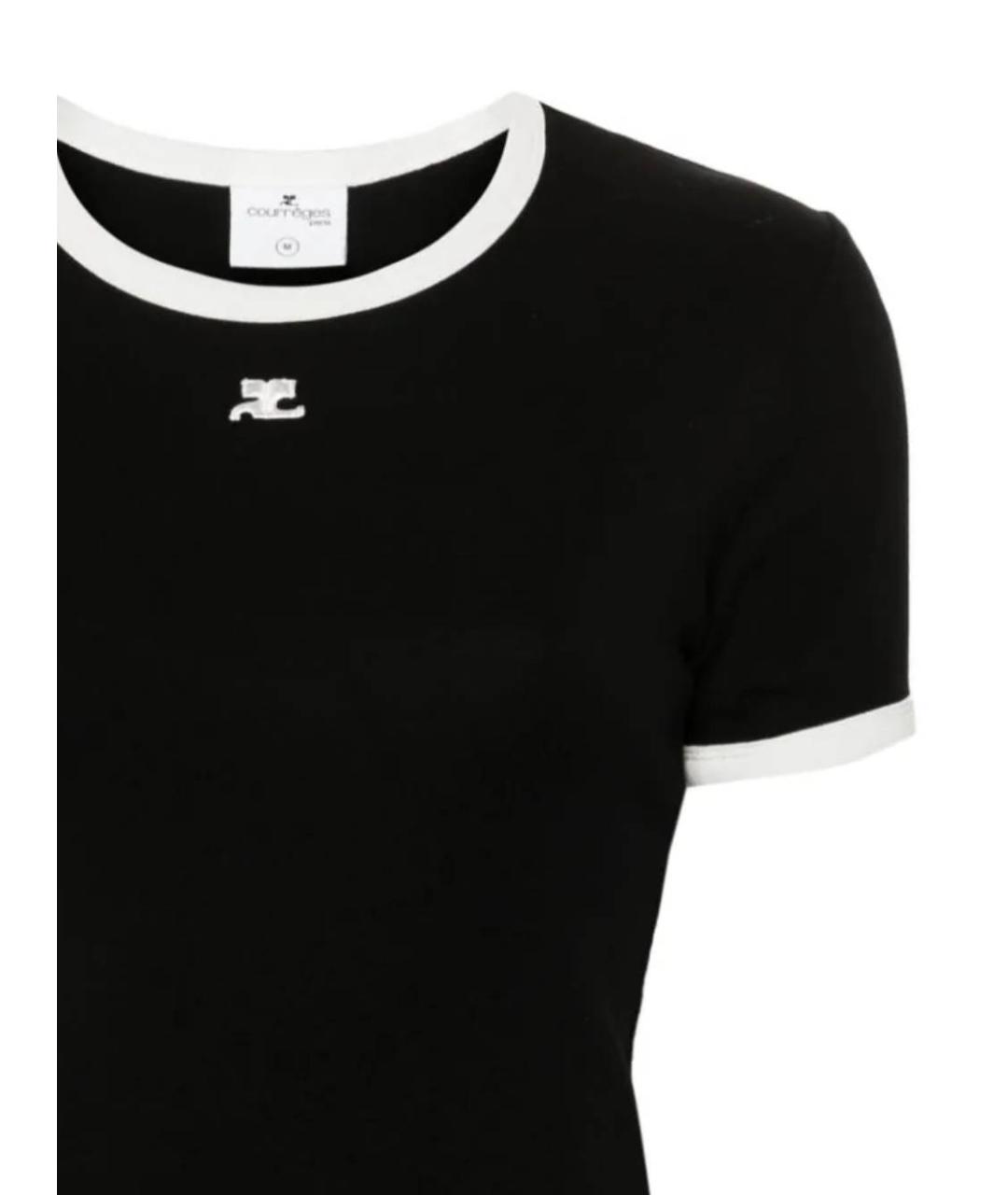 COURREGES Черная хлопковая футболка, фото 2