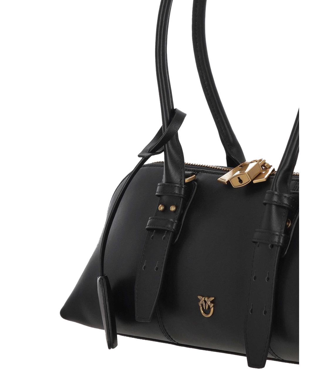 PINKO Черная кожаная сумка с короткими ручками, фото 4